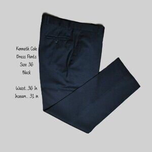 Kenneth Cole Dress Pants 36 Flat Front 4 Pockets Belt Loops Black Bin 9